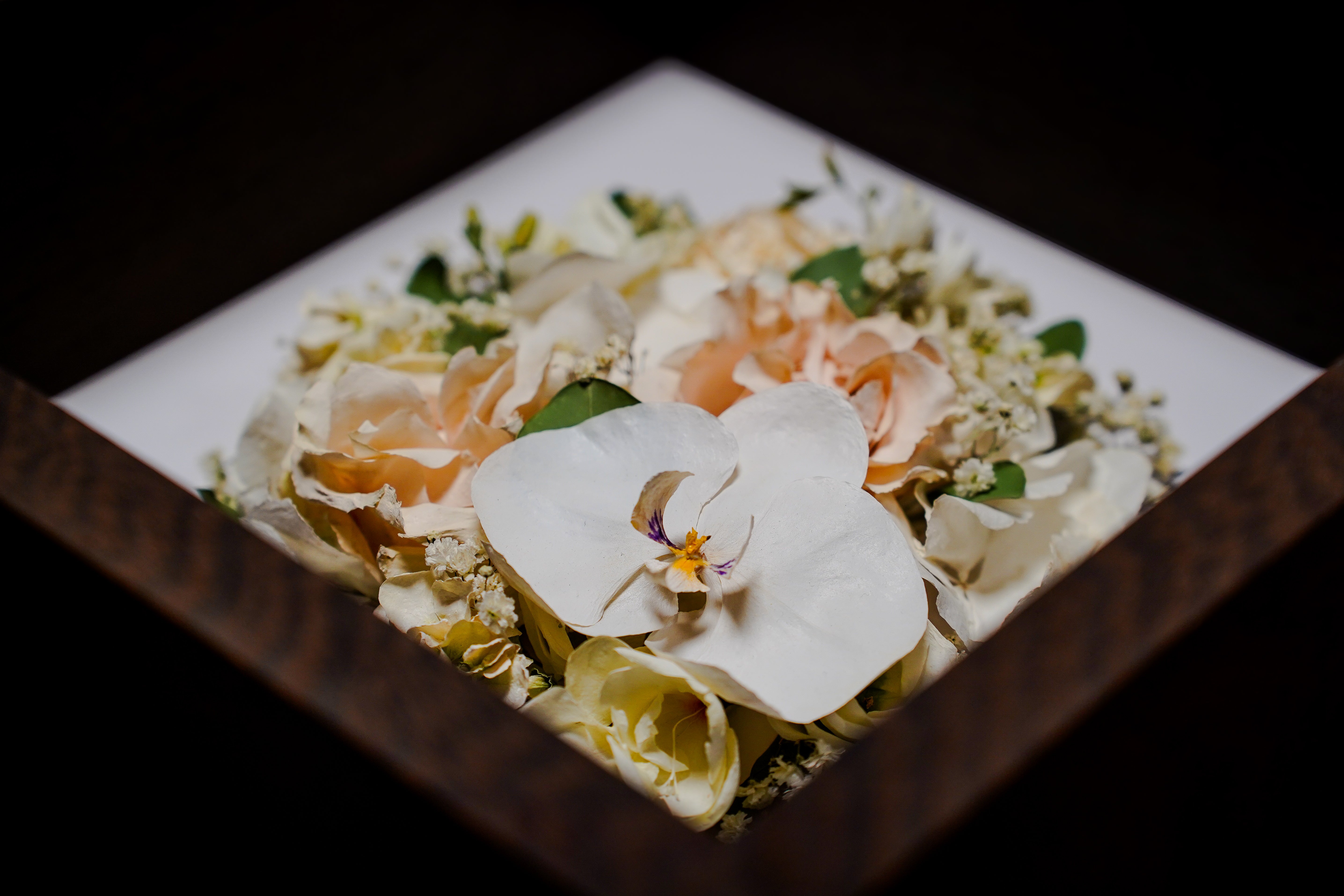 Cadre conservation bouquet mariée Ecrin volume 3D Les Joyaux Purs