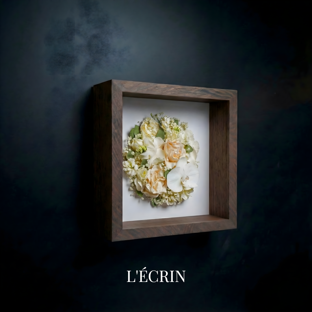 Conservation bouquet de mariée sous verre muséal - Les Joyaux Purs