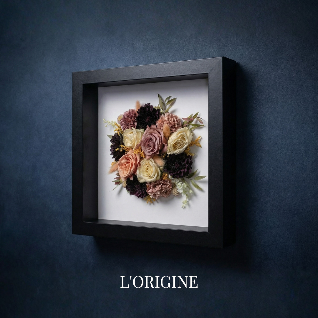 Conservation bouquet de mariée sous verre muséal - Les Joyaux Purs